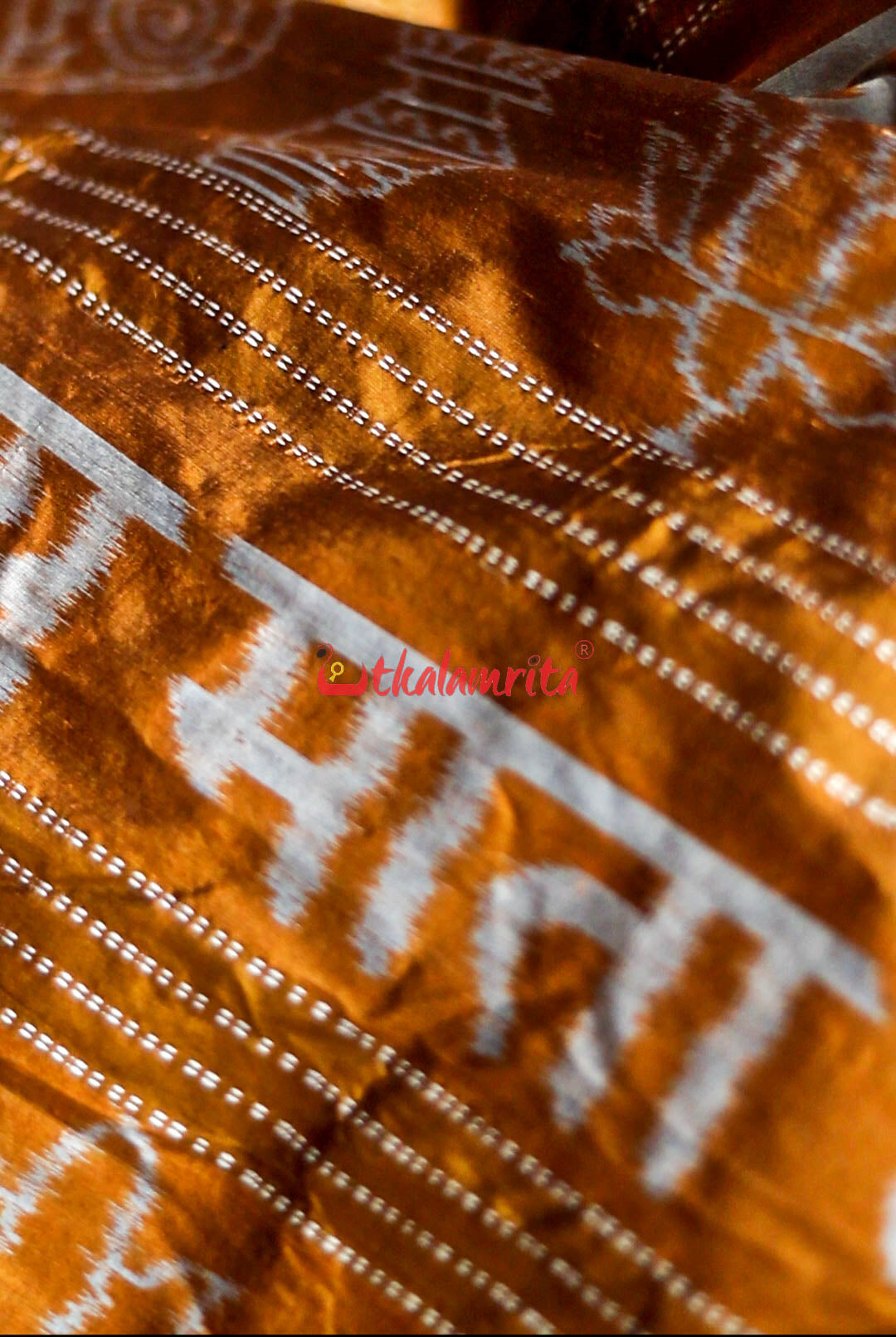 Coffee Maa Durga Mukuta Khandua Silk saree