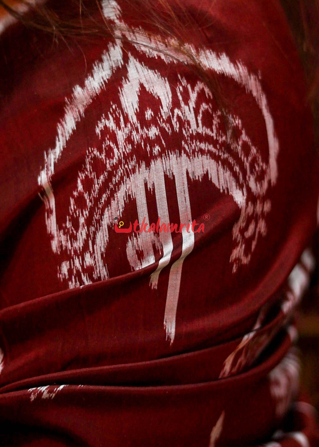 Coffee Maa Durga Mukuta Khandua Silk saree