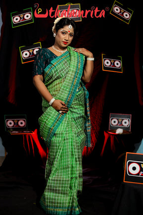 Green Eri Mulberry Tussar Khandua Silk Saree