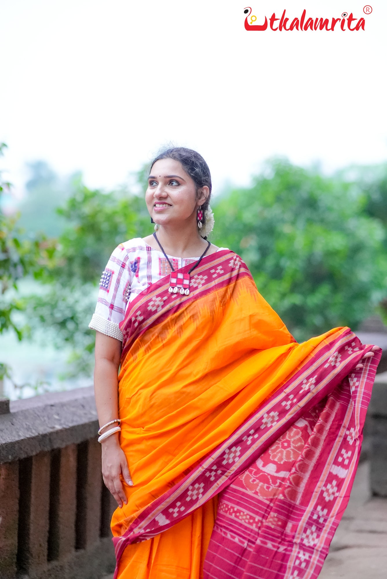 Yellow Pasapali Border Khandua Cotton Saree