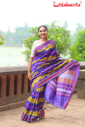 Blue Taranga Ikat Dongria Silk Saree