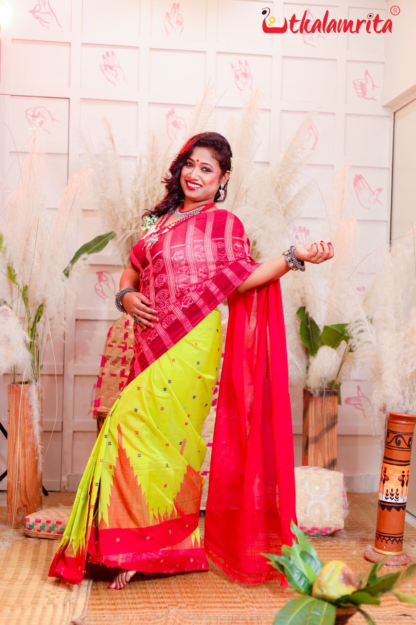 Lemon Green Bapta Saree