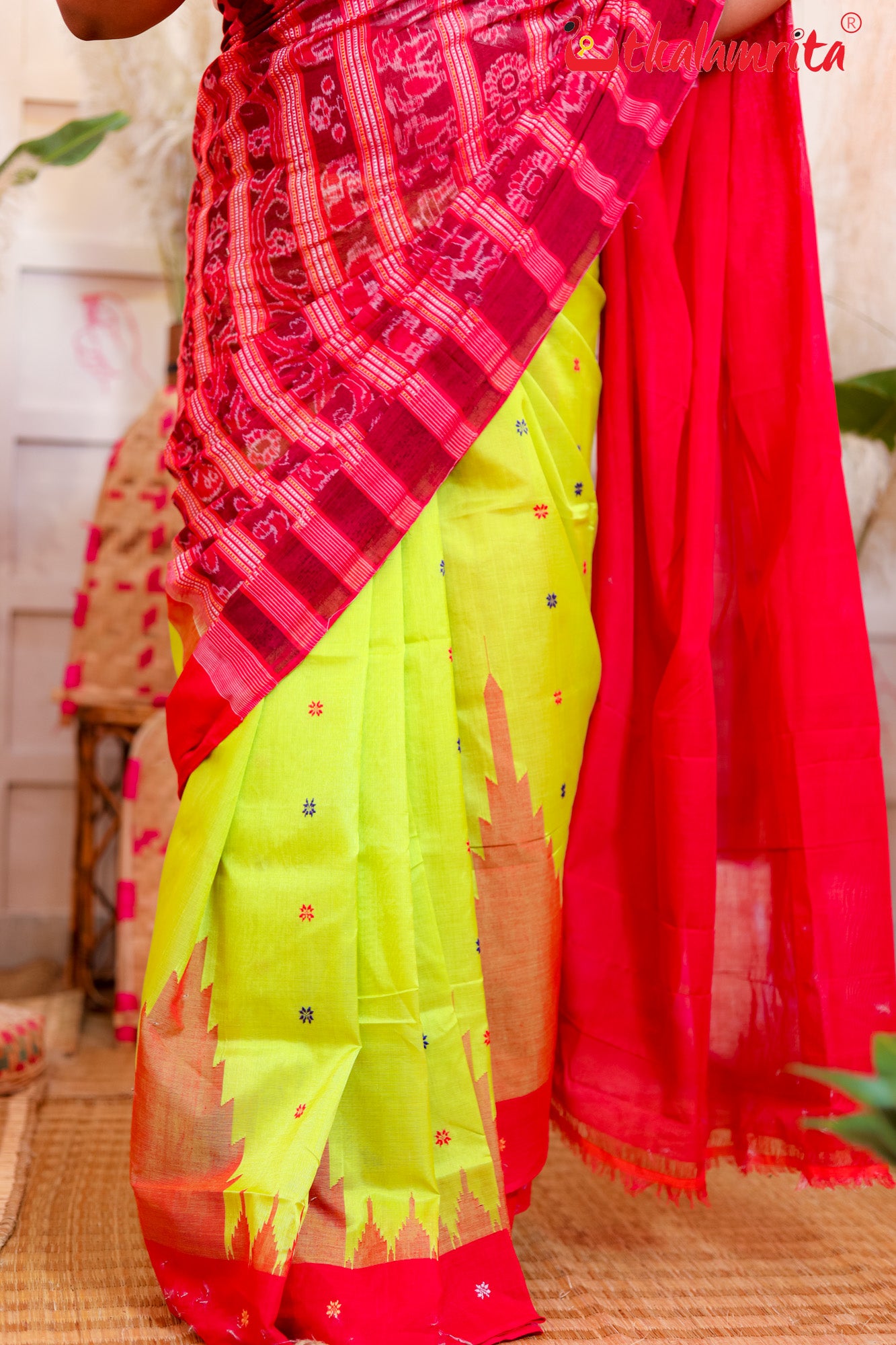 Lemon Green Bapta Saree