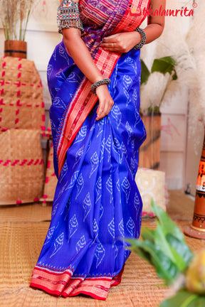 Blue Sankha Khandua Silk Saree