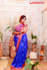 Blue Sankha Khandua Silk Saree