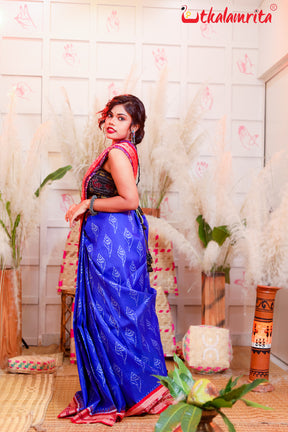 Blue Sankha Khandua Silk Saree