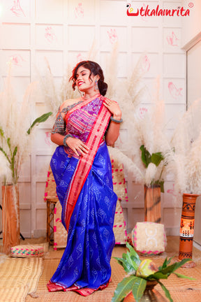 Blue Sankha Khandua Silk Saree