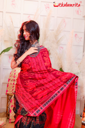 Black Pari Sambalpuri Cotton Saree