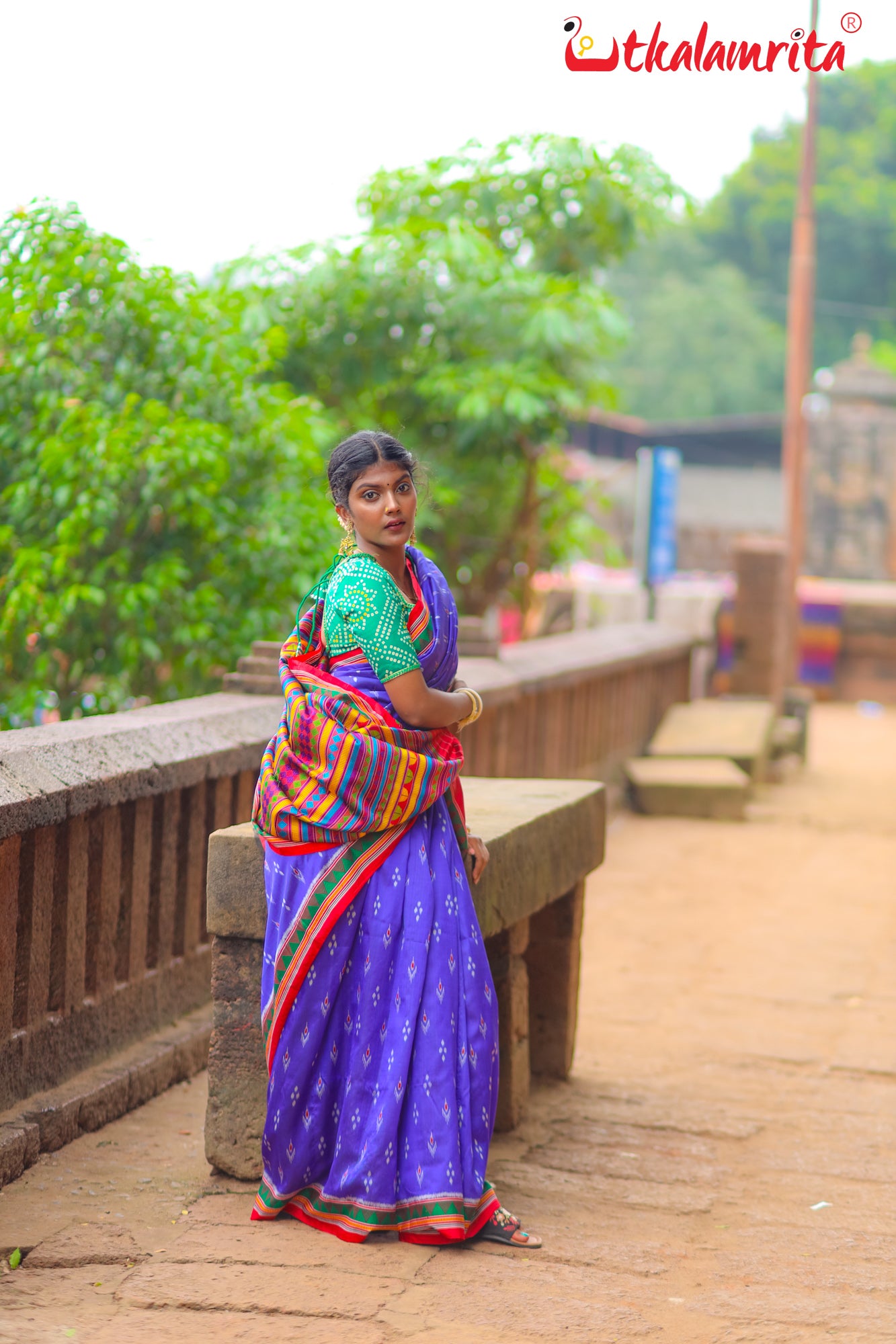 Blue Red Mayurachandrika Dongria Silk Saree