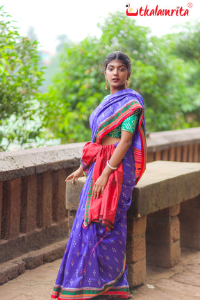 Blue Red Mayurachandrika Dongria Silk Saree