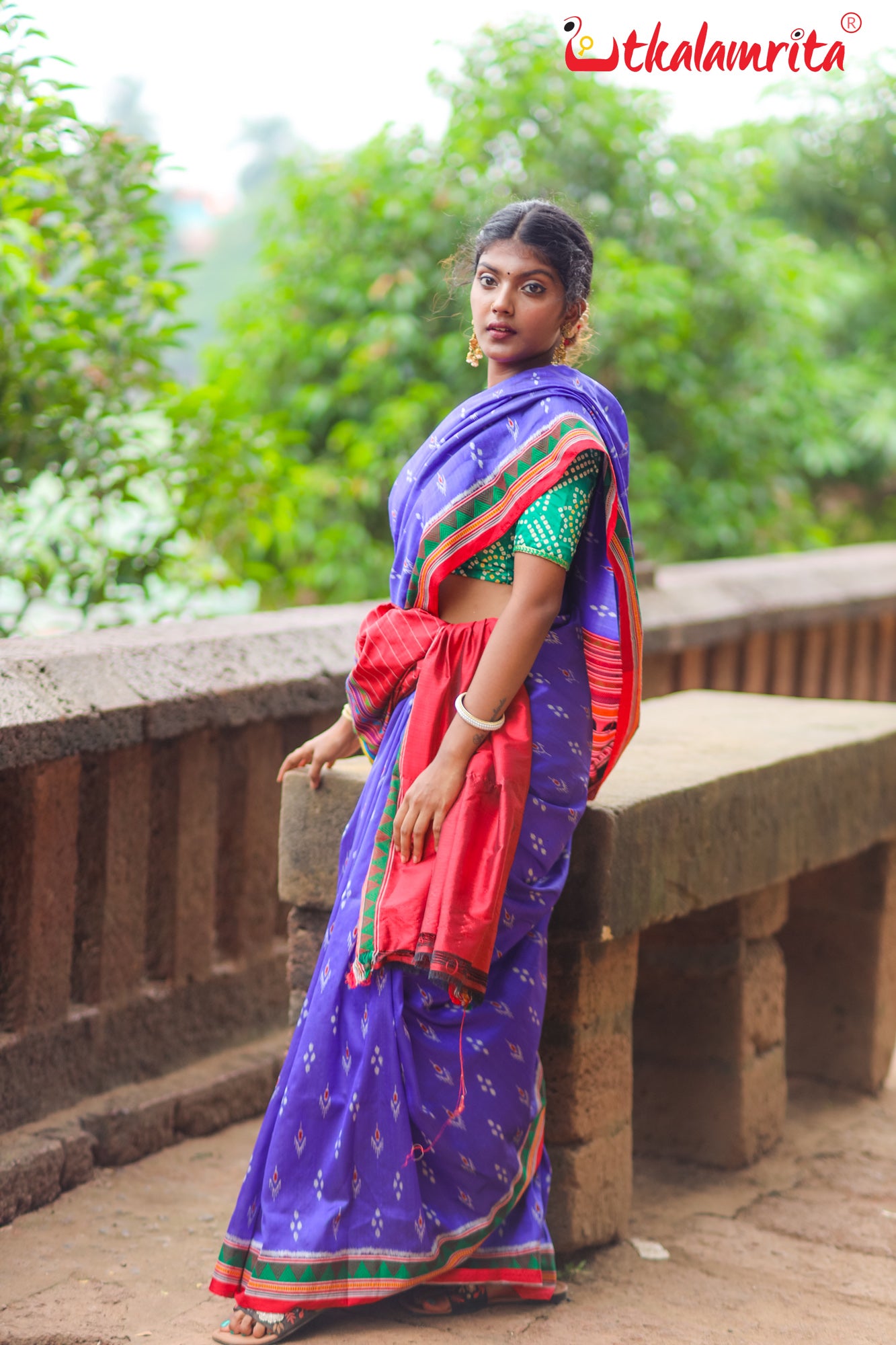 Blue Red Mayurachandrika Dongria Silk Saree