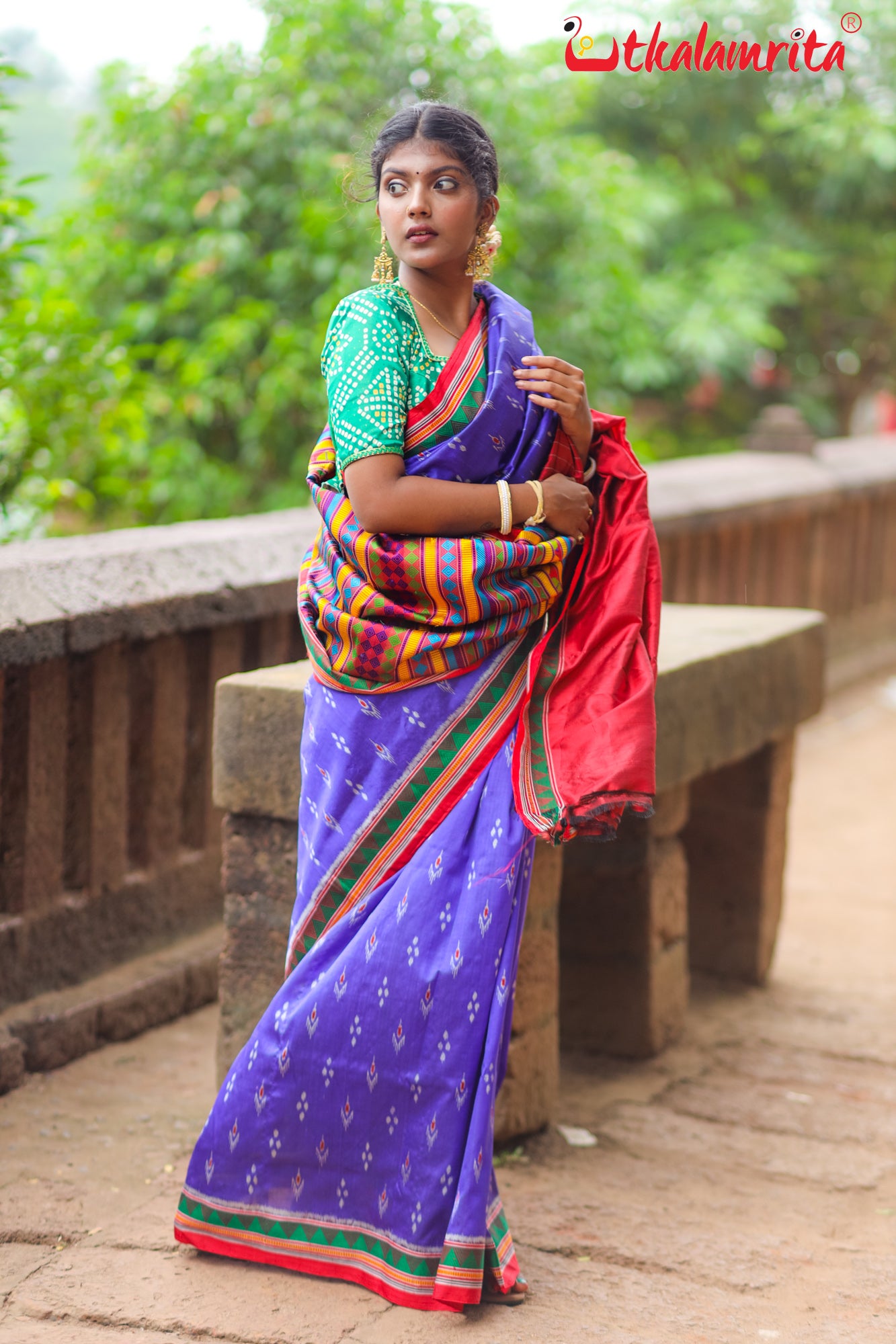 Blue Red Mayurachandrika Dongria Silk Saree