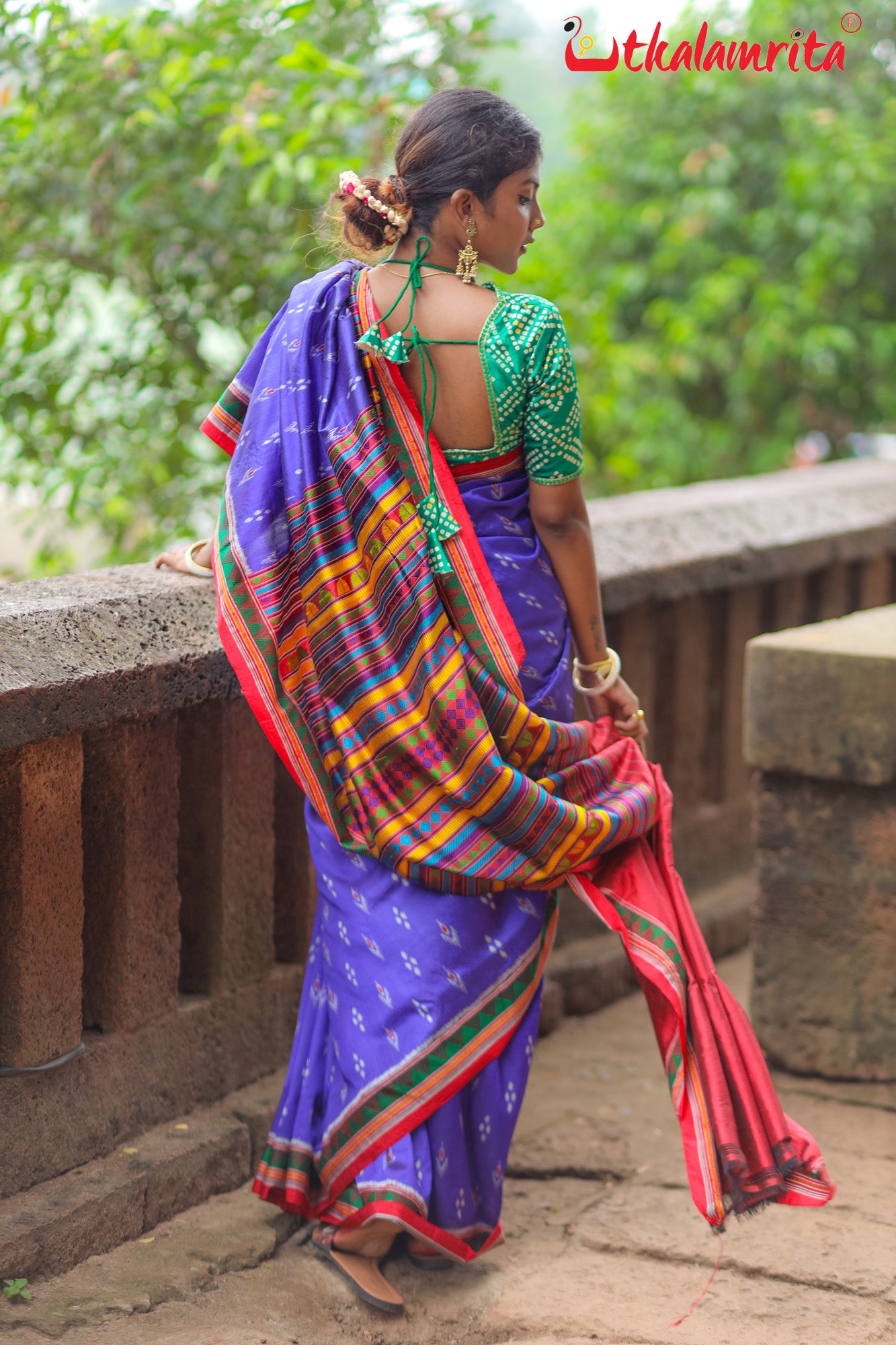 Blue Red Mayurachandrika Dongria Silk Saree