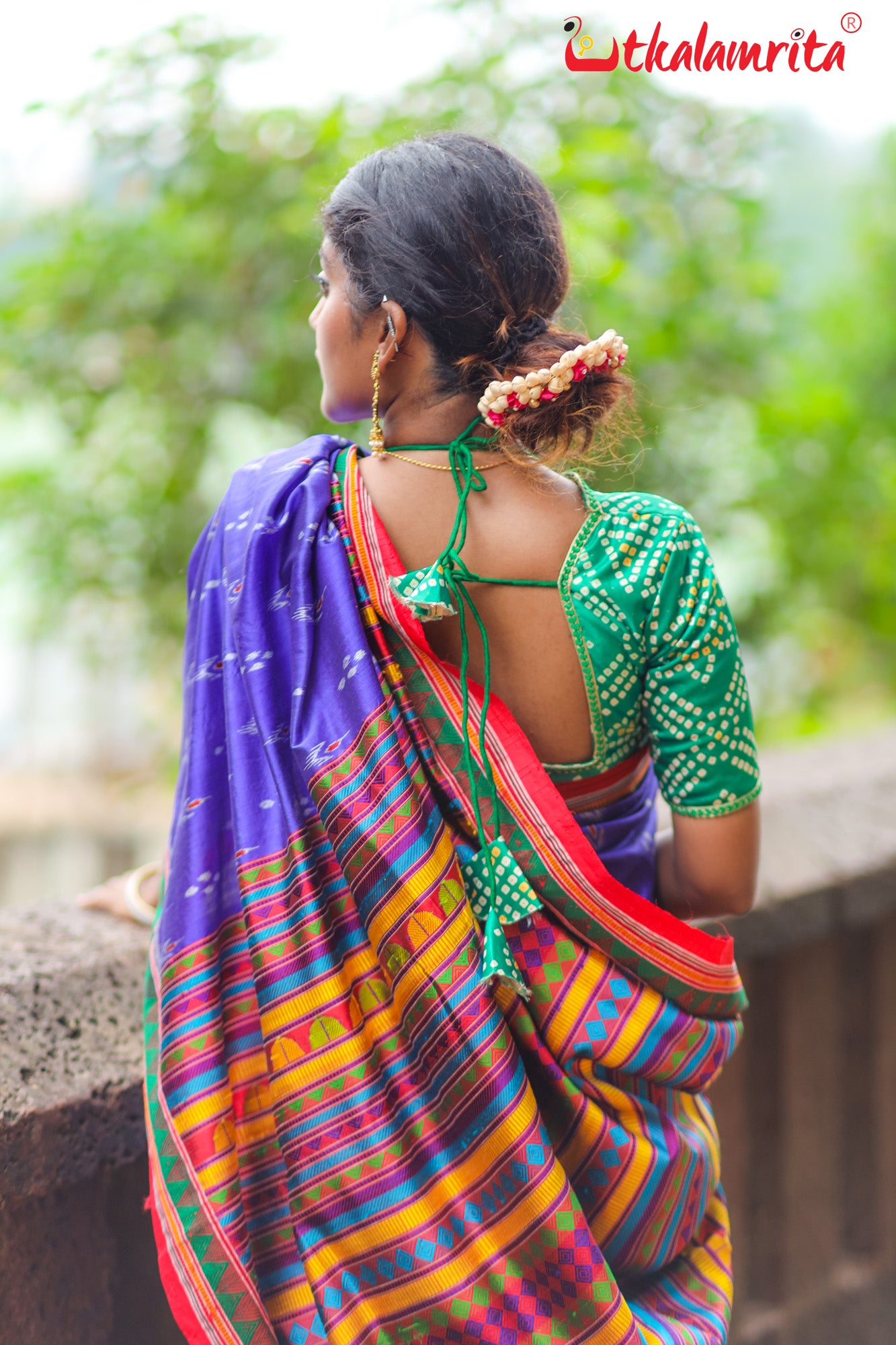 Blue Red Mayurachandrika Dongria Silk Saree