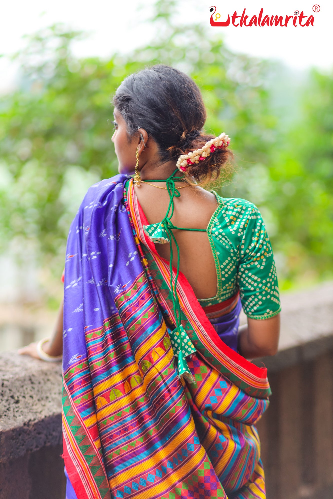 Blue Red Mayurachandrika Dongria Silk Saree