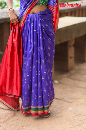 Blue Red Mayurachandrika Dongria Silk Saree