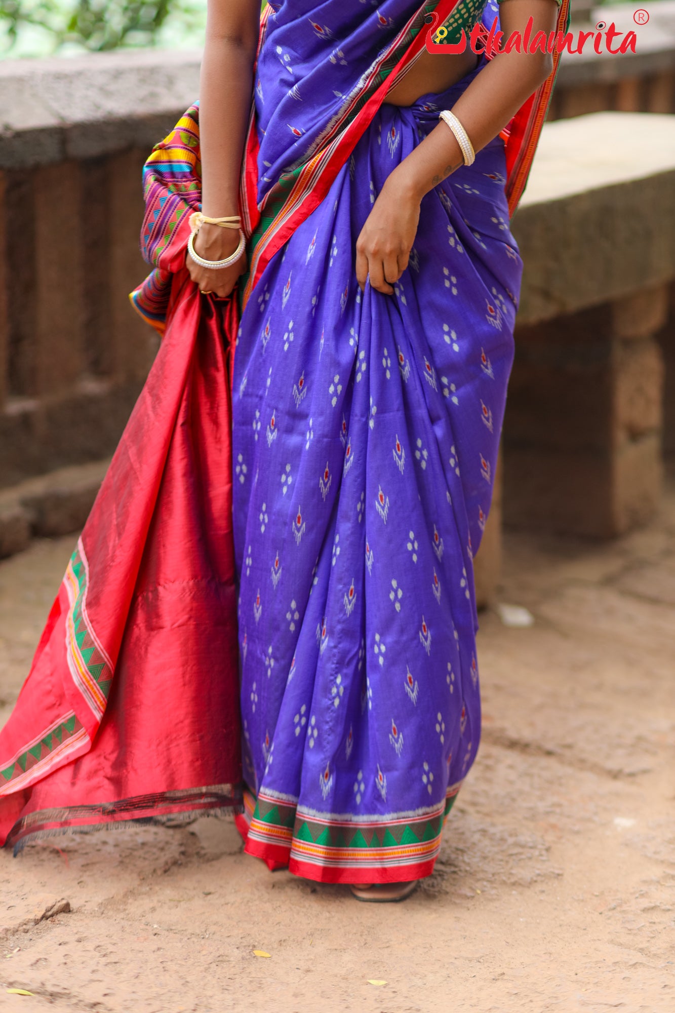 Blue Red Mayurachandrika Dongria Silk Saree