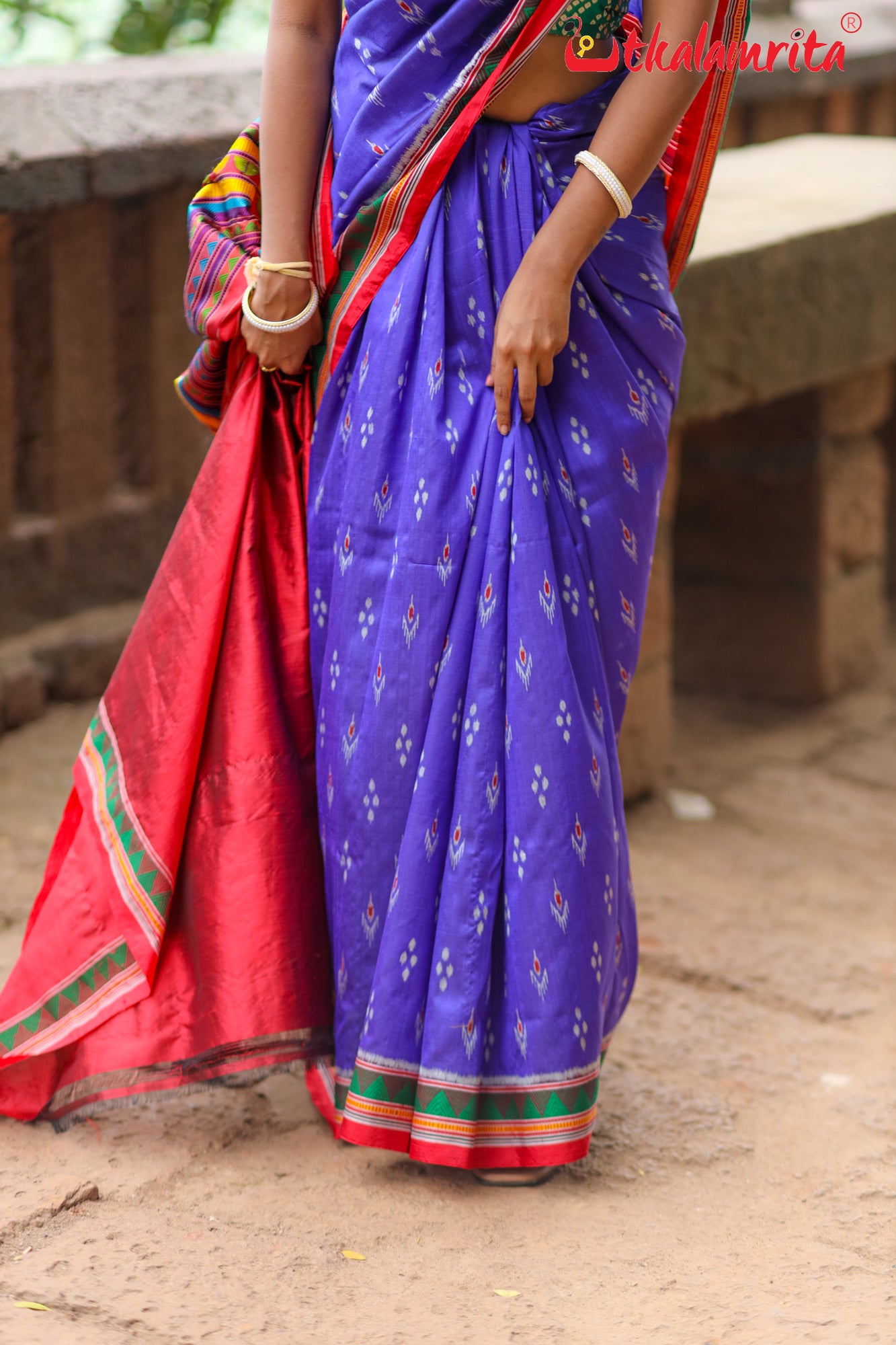 Blue Red Mayurachandrika Dongria Silk Saree