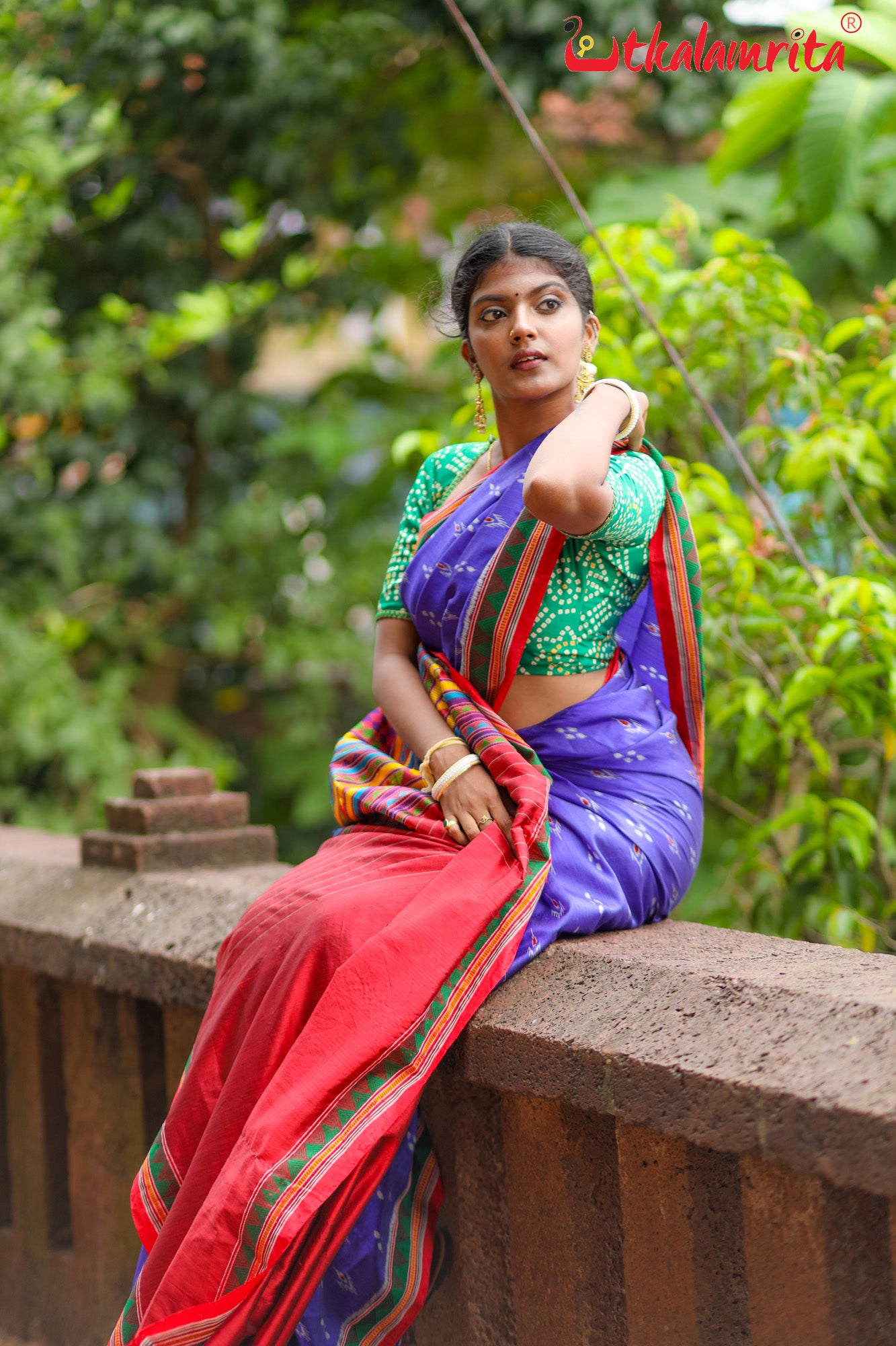 Blue Red Mayurachandrika Dongria Silk Saree