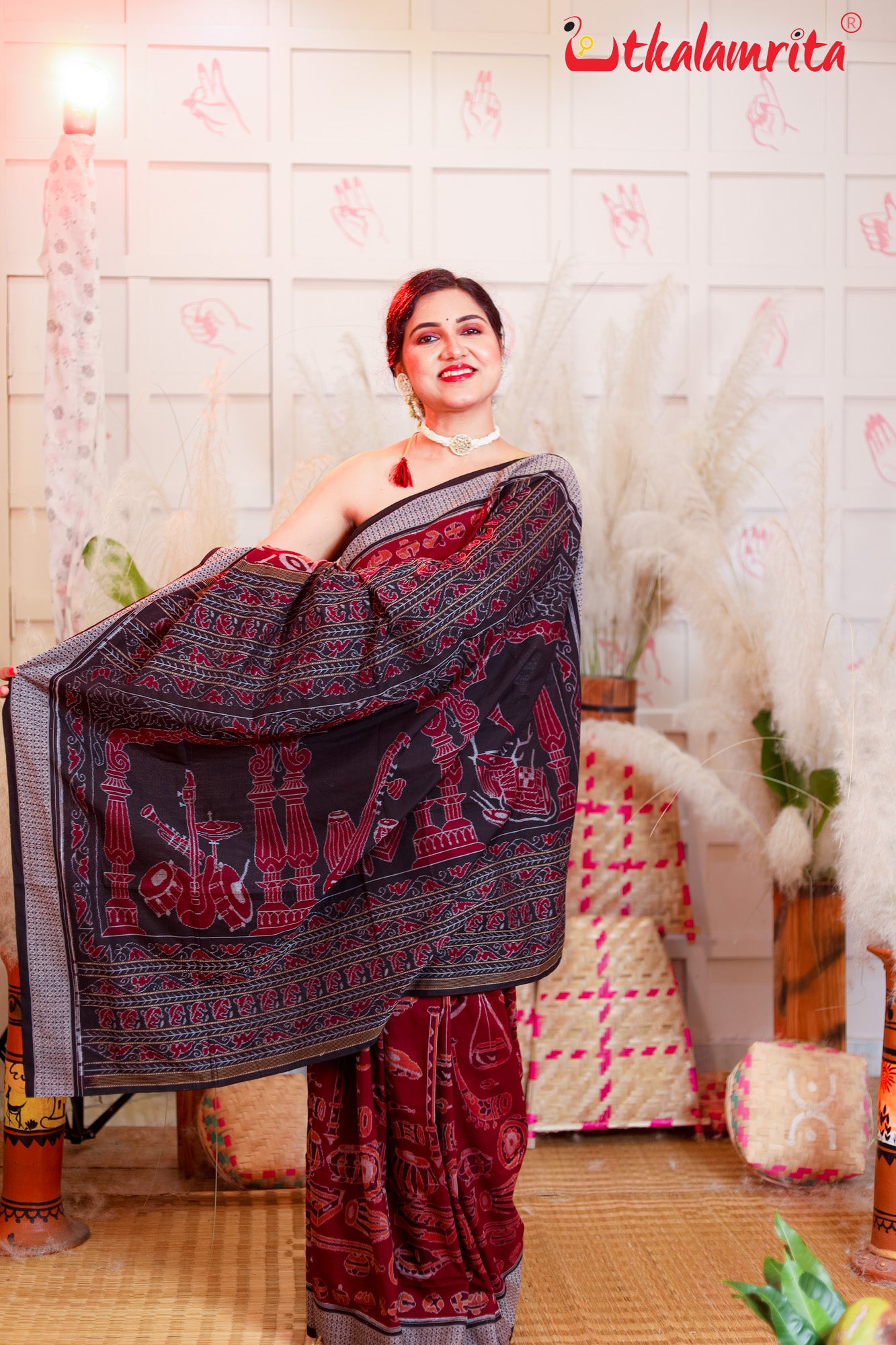 Coffee Sangeet Instruments Sambalpuri Cotton Saree