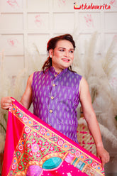 Purple Body Ikat Gopalpur Tussar (Modi Jacket)