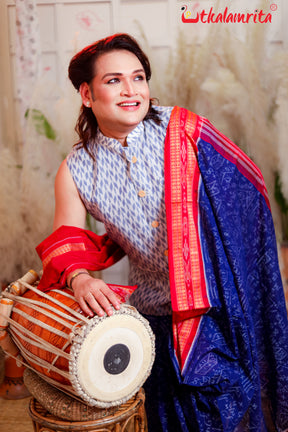 White Thikiri Sambalpuri Cotton (Modi Jacket)