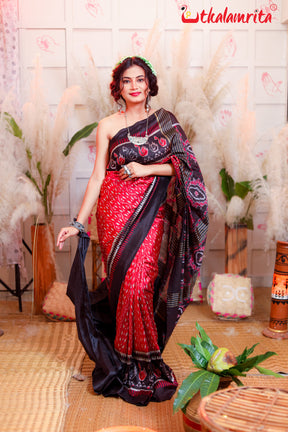 Red Black Bataka Scot Khandua Silk with BP