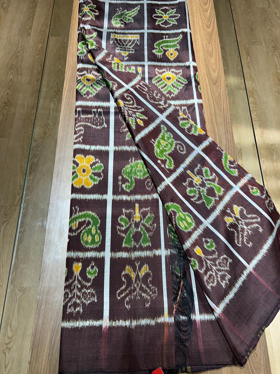 Coffee Self Nabakothi Khandua Silk Saree