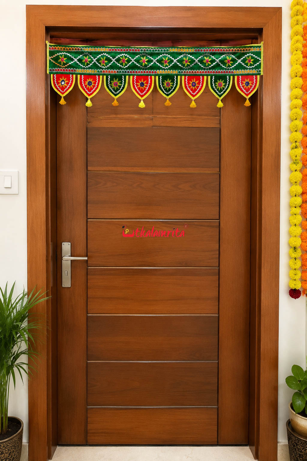 Door Entrance Green Decoration Pipli Applique Rectangular Hanging
