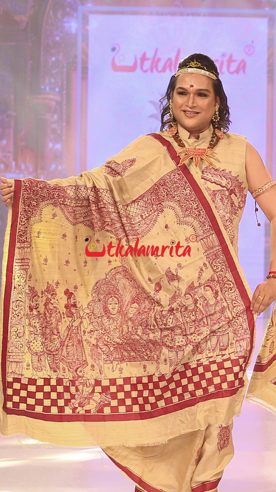 Rama Abhiseka Tussar Pattachitra Silk Saree
