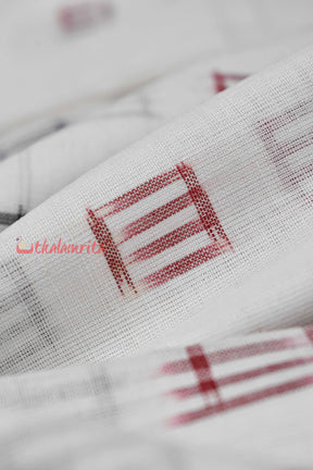 Jharaka Design Red Black Over White Base (Fabric)