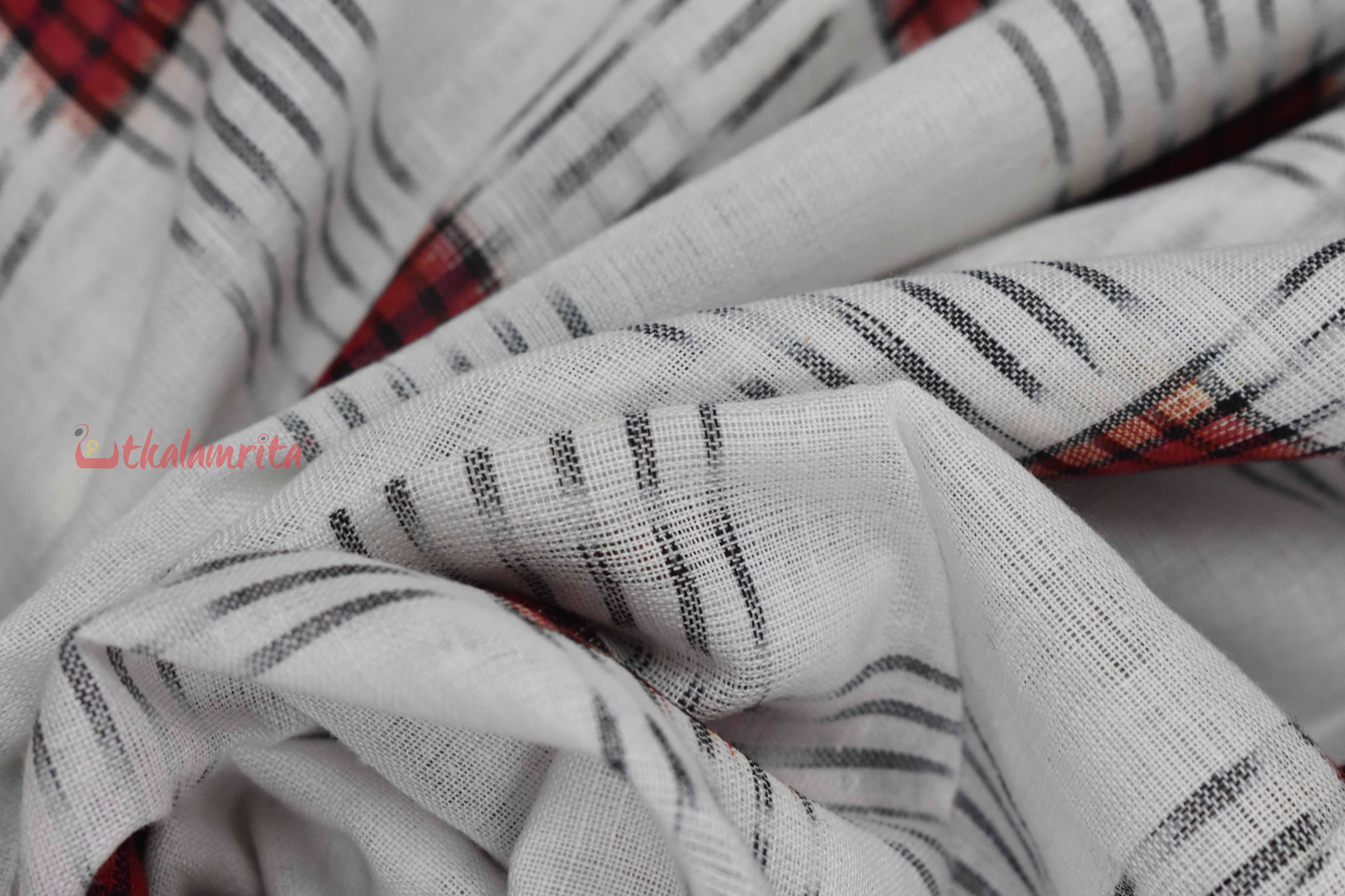 White Maroon Pasapali Over White Base (Fabric)