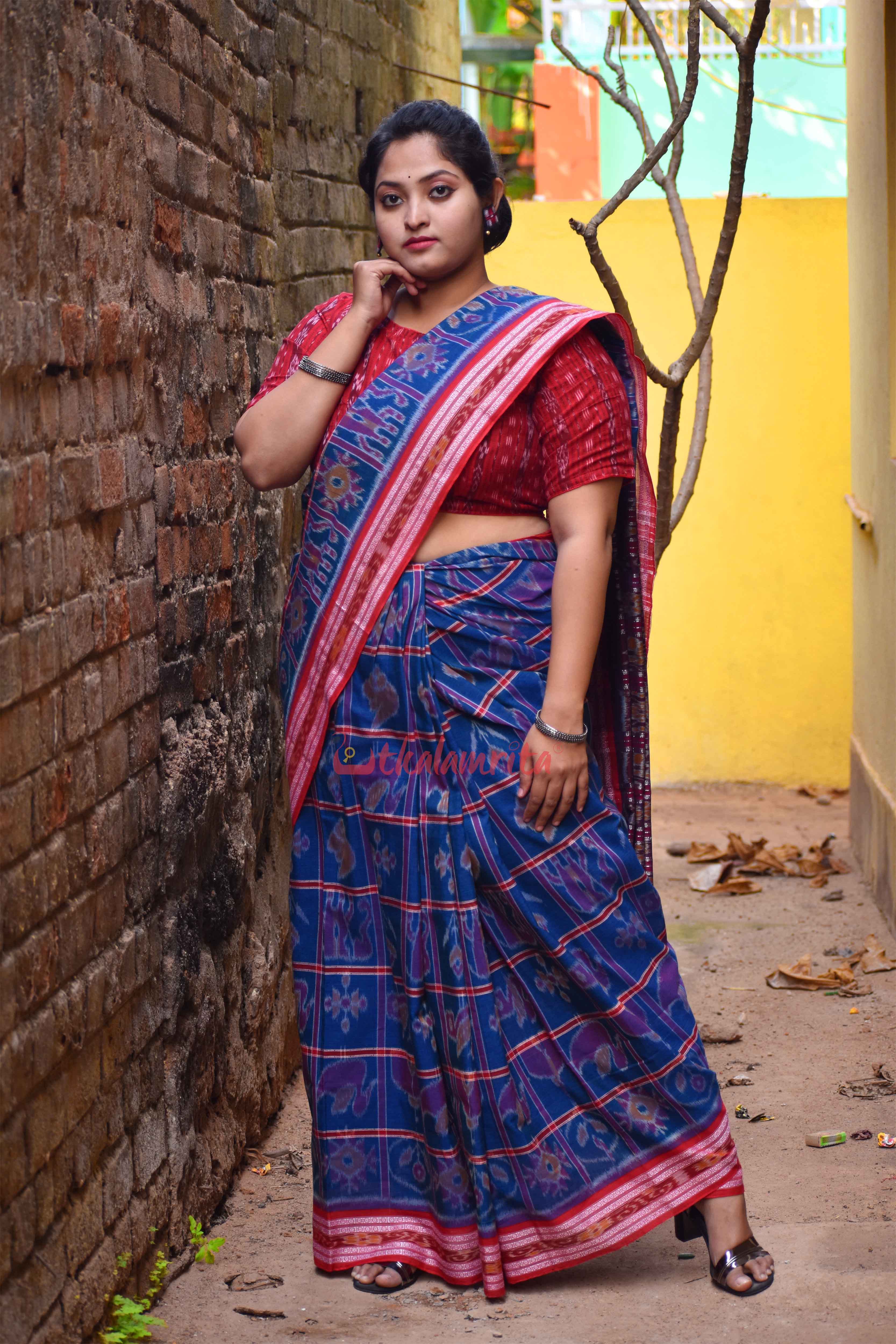 Tealish Nabakothi Cotton Saree