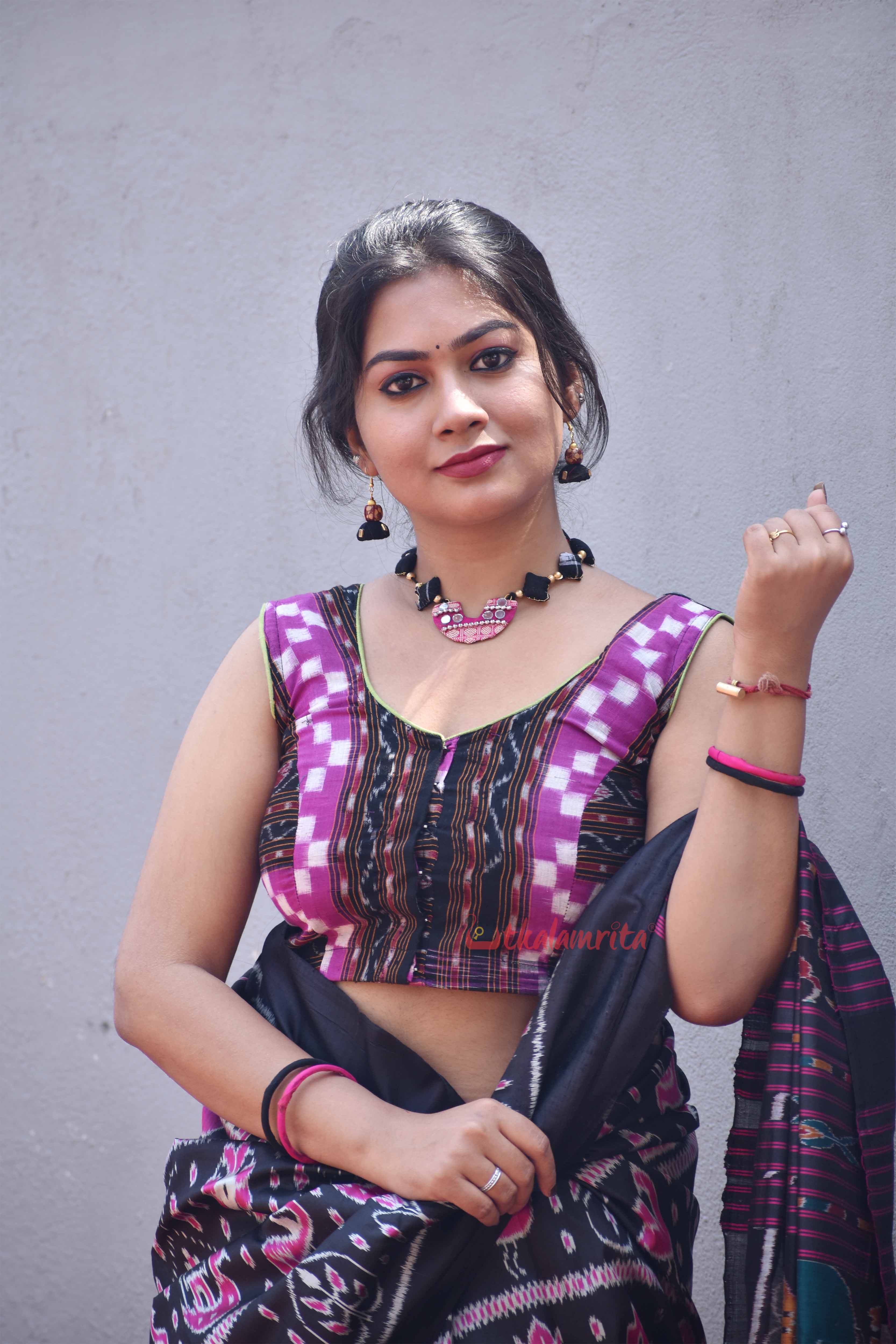 Deep Pink Madhupuri Sleeveless (Blouse)