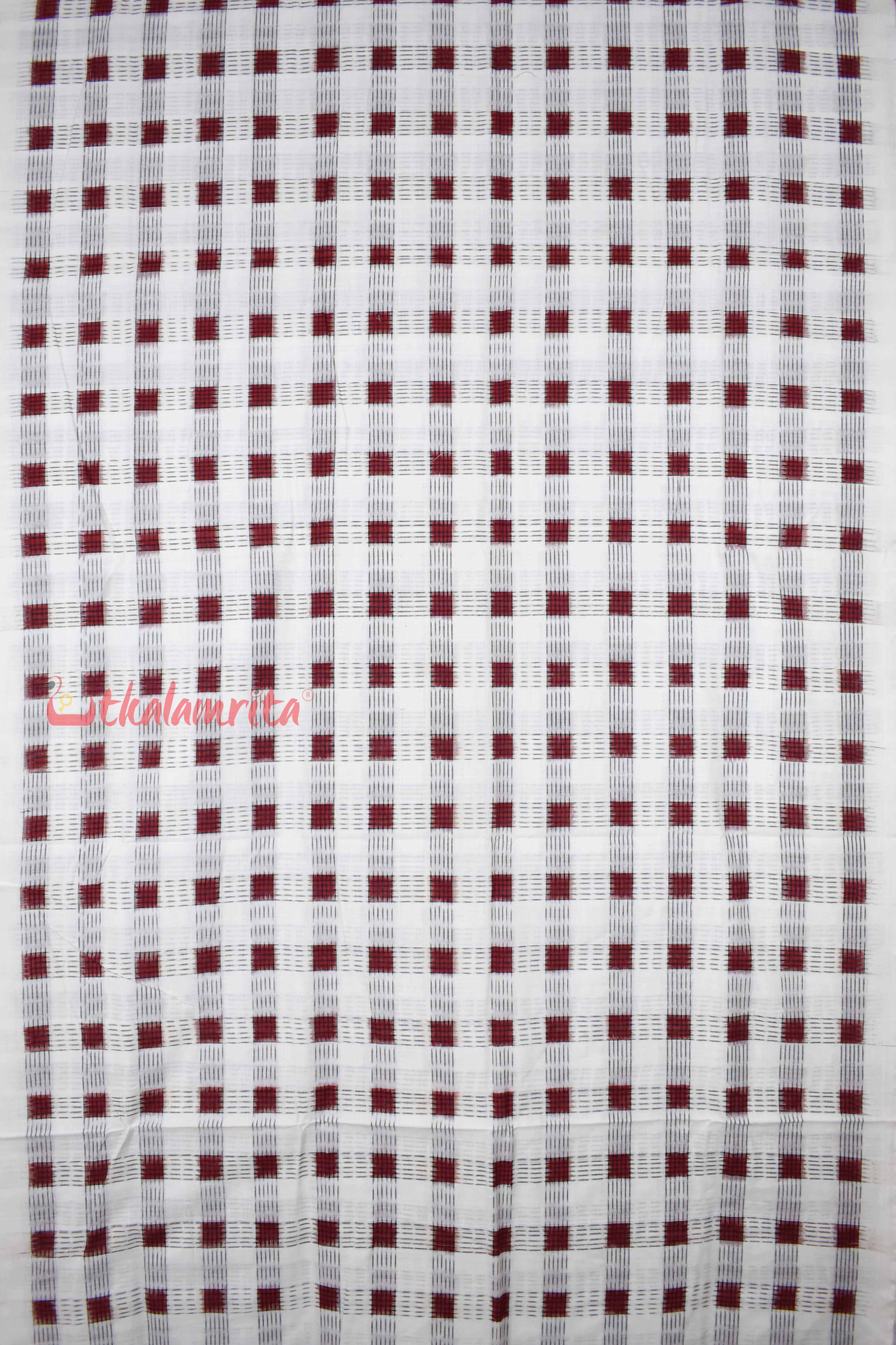 White Maroon Pasapali Over White Base (Fabric)