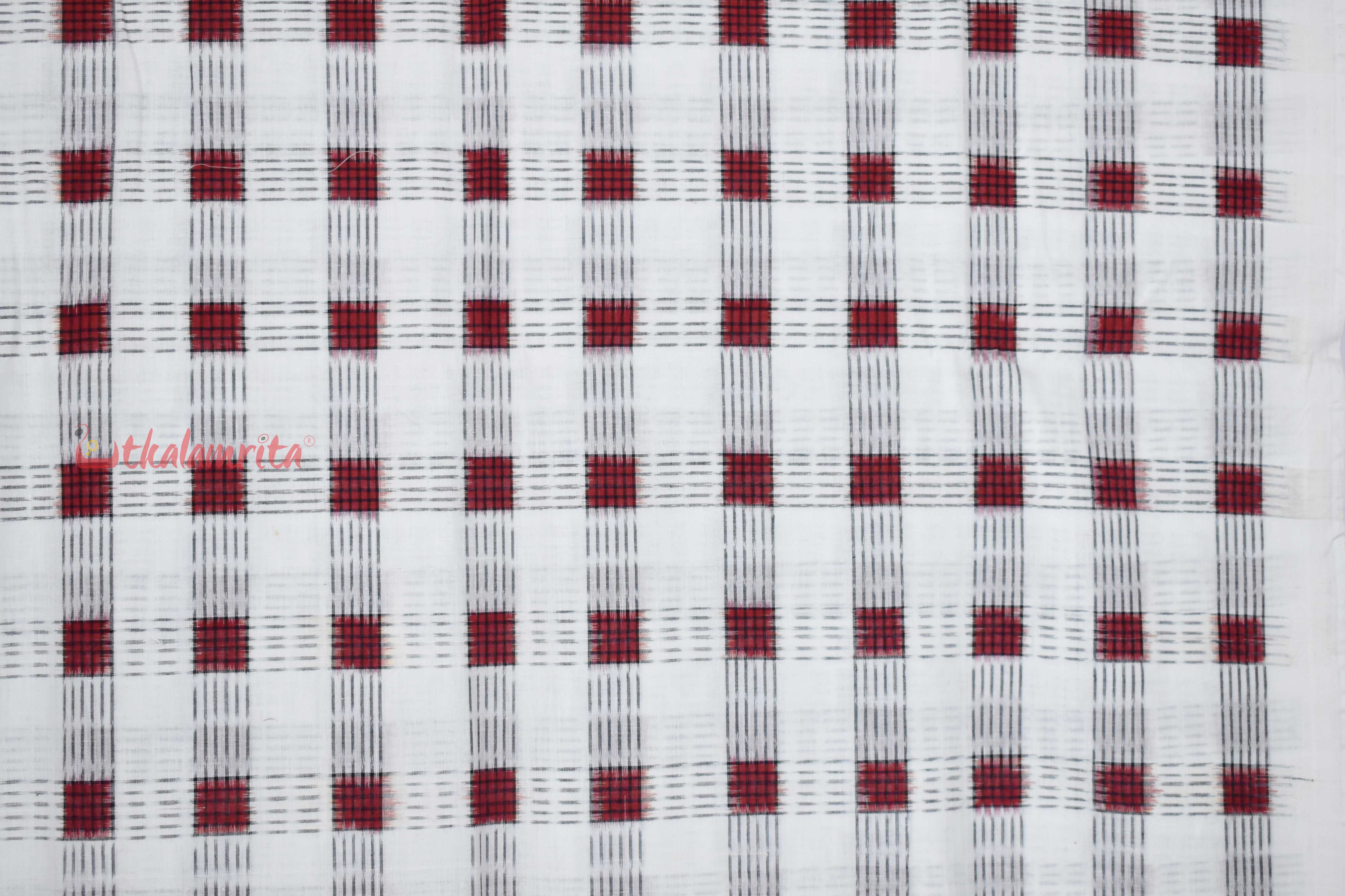 White Maroon Pasapali Over White Base (Fabric)