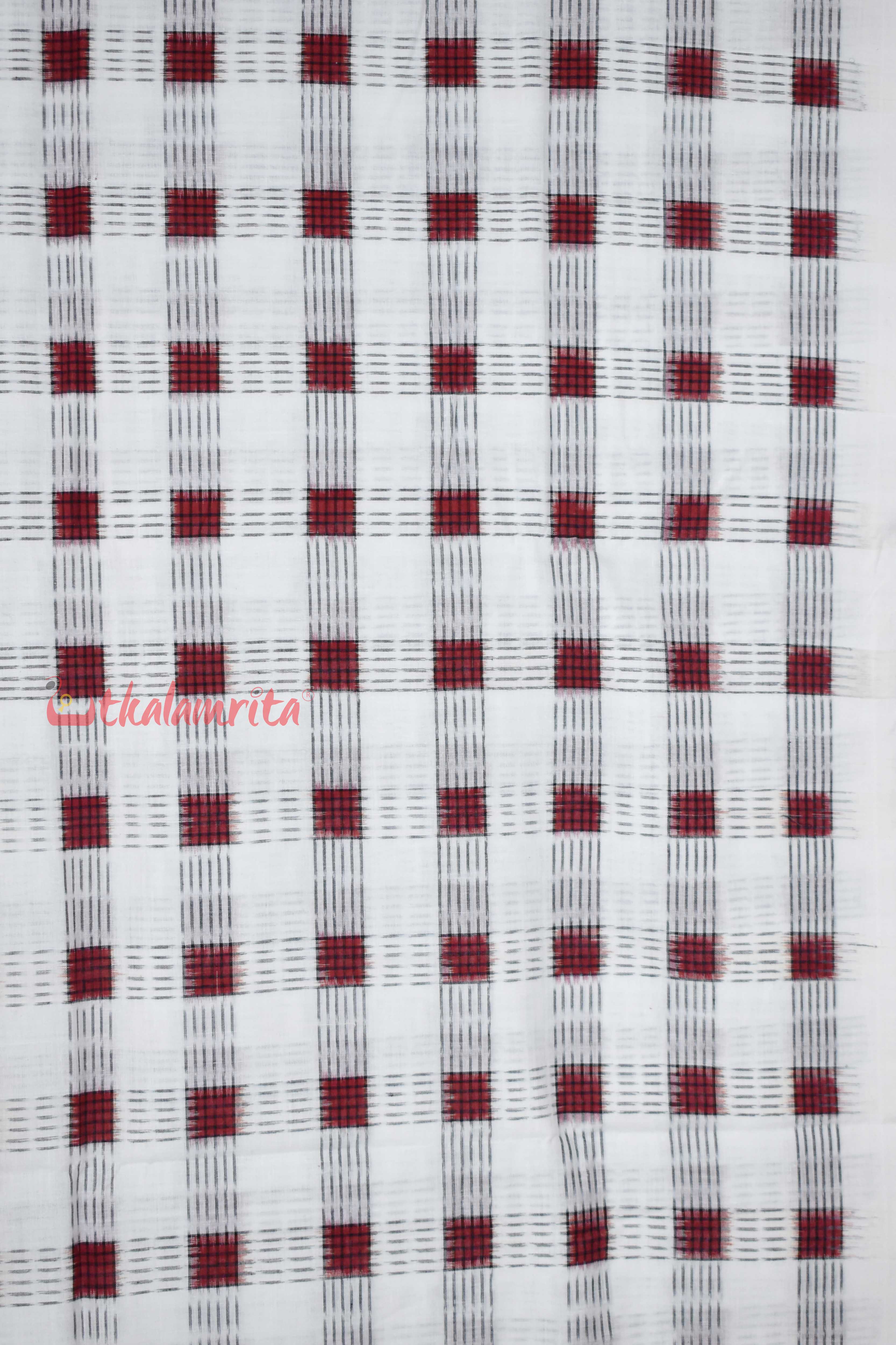 White Maroon Pasapali Over White Base (Fabric)