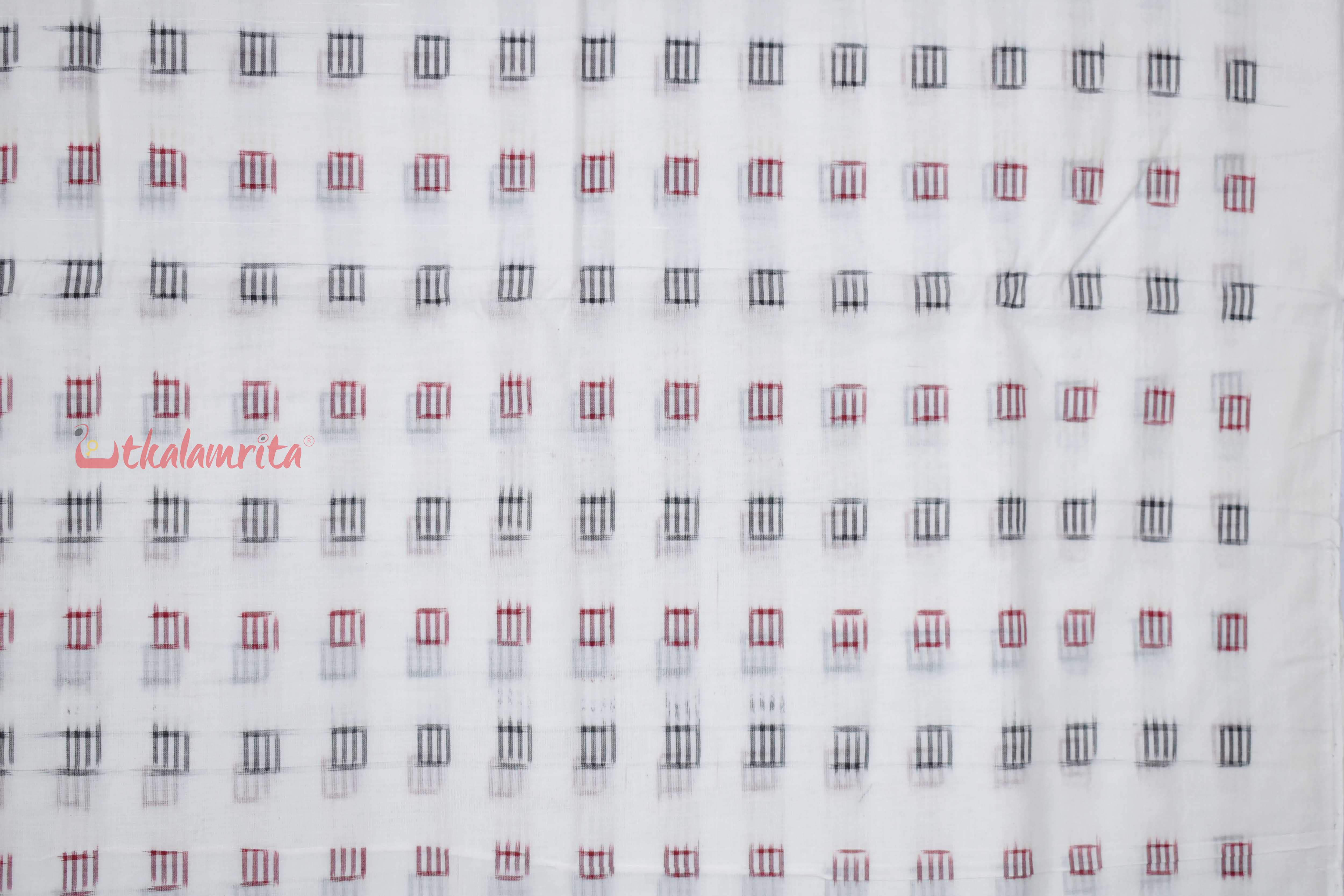 Jharaka Design Red Black Over White Base (Fabric)