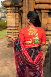 Red Shakuntala and Deer Pattachitra (Blouse)