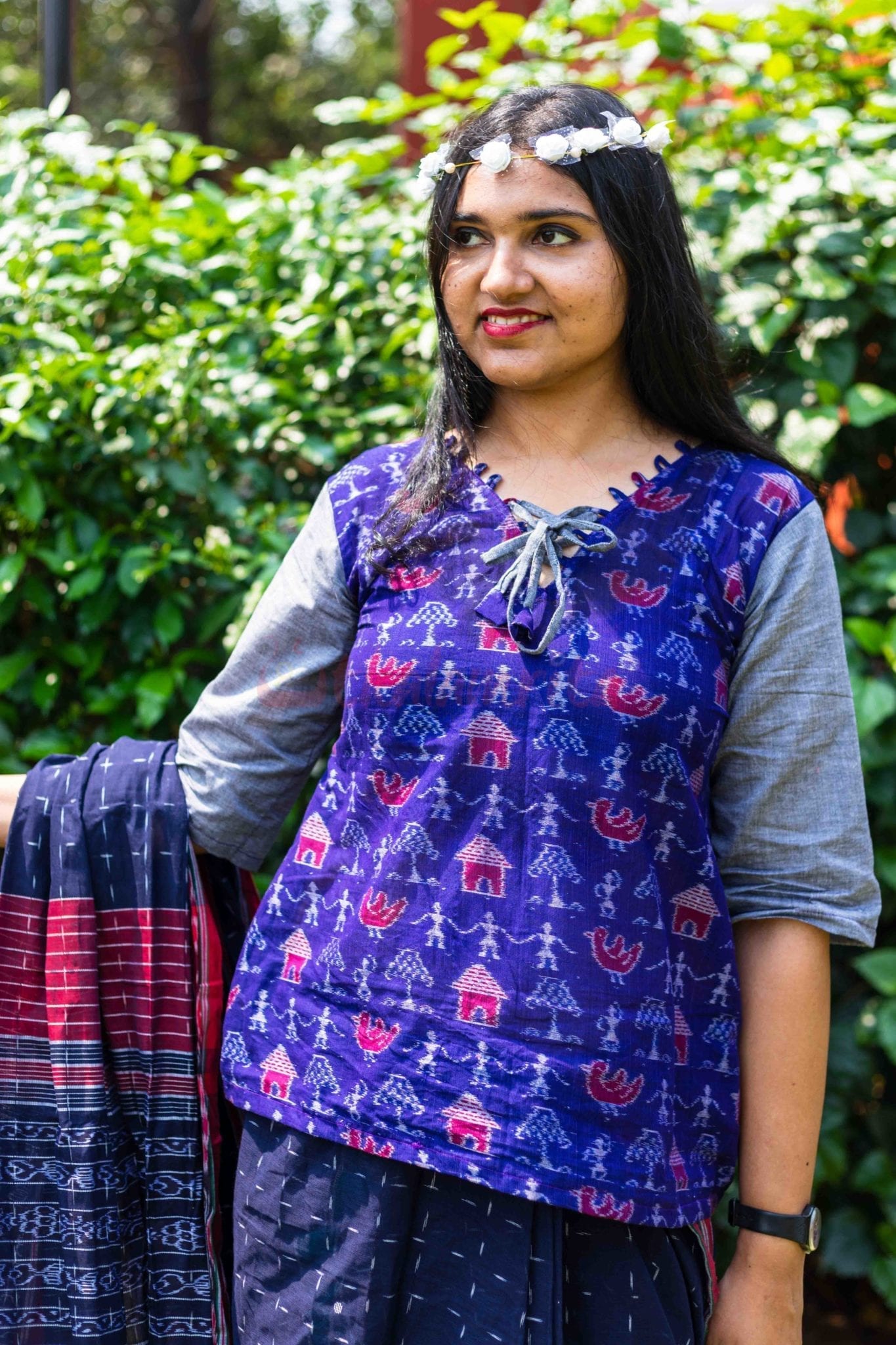 Blue Tribals and Ducks Top (Blouse)