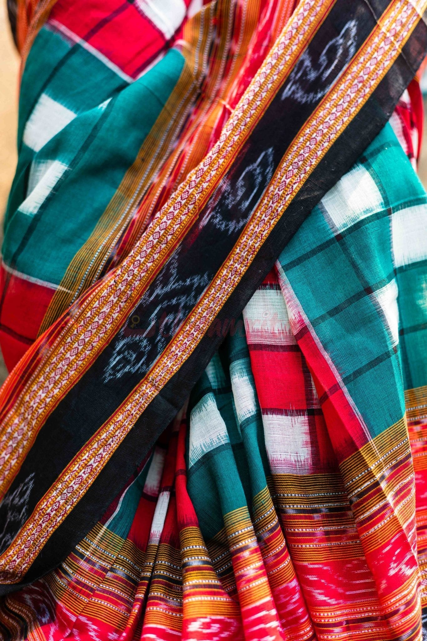 Bichitrapuri Green Sambalpuri Pasapali Saree