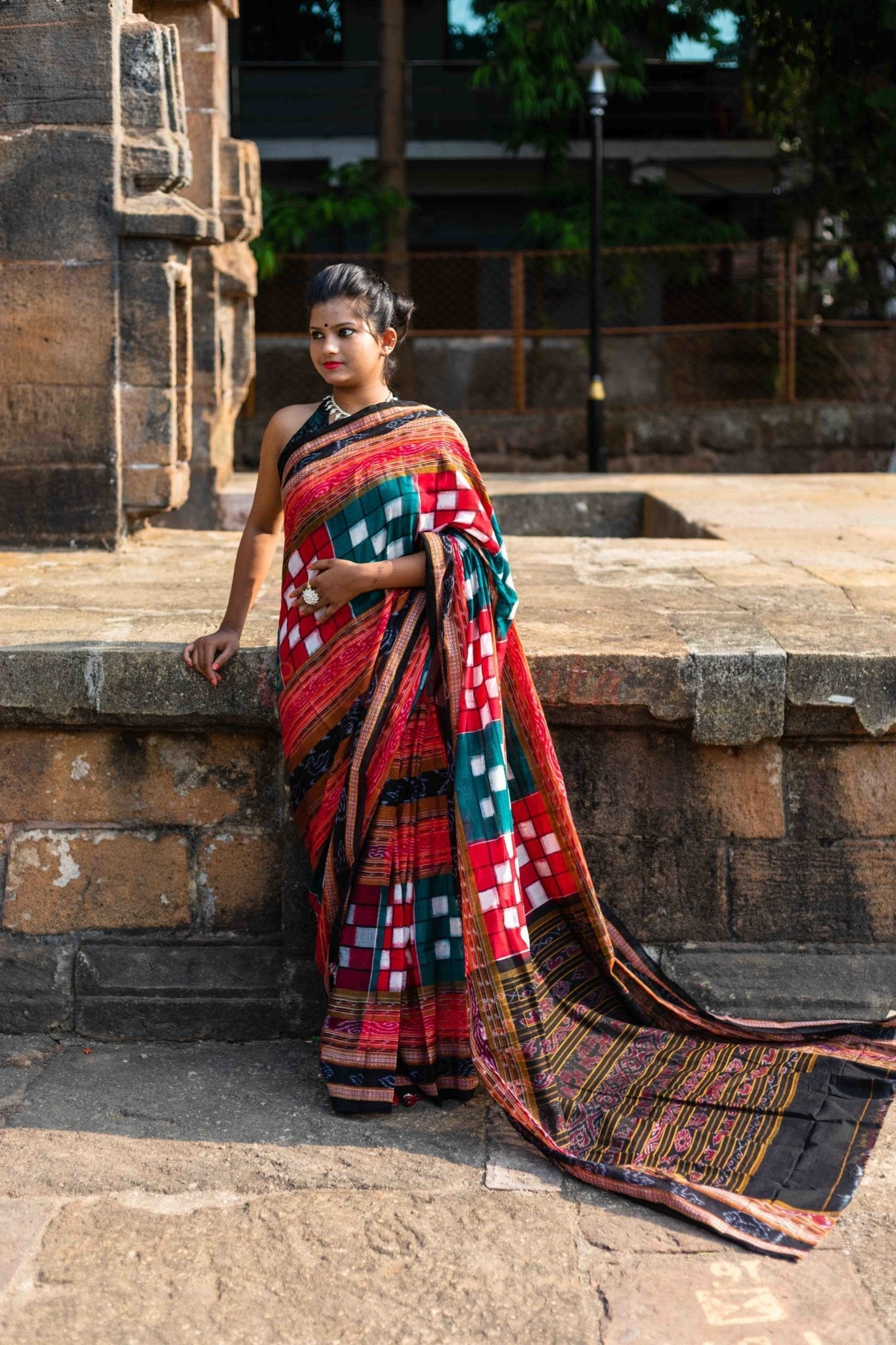 Bichitrapuri Green Sambalpuri Pasapali Saree