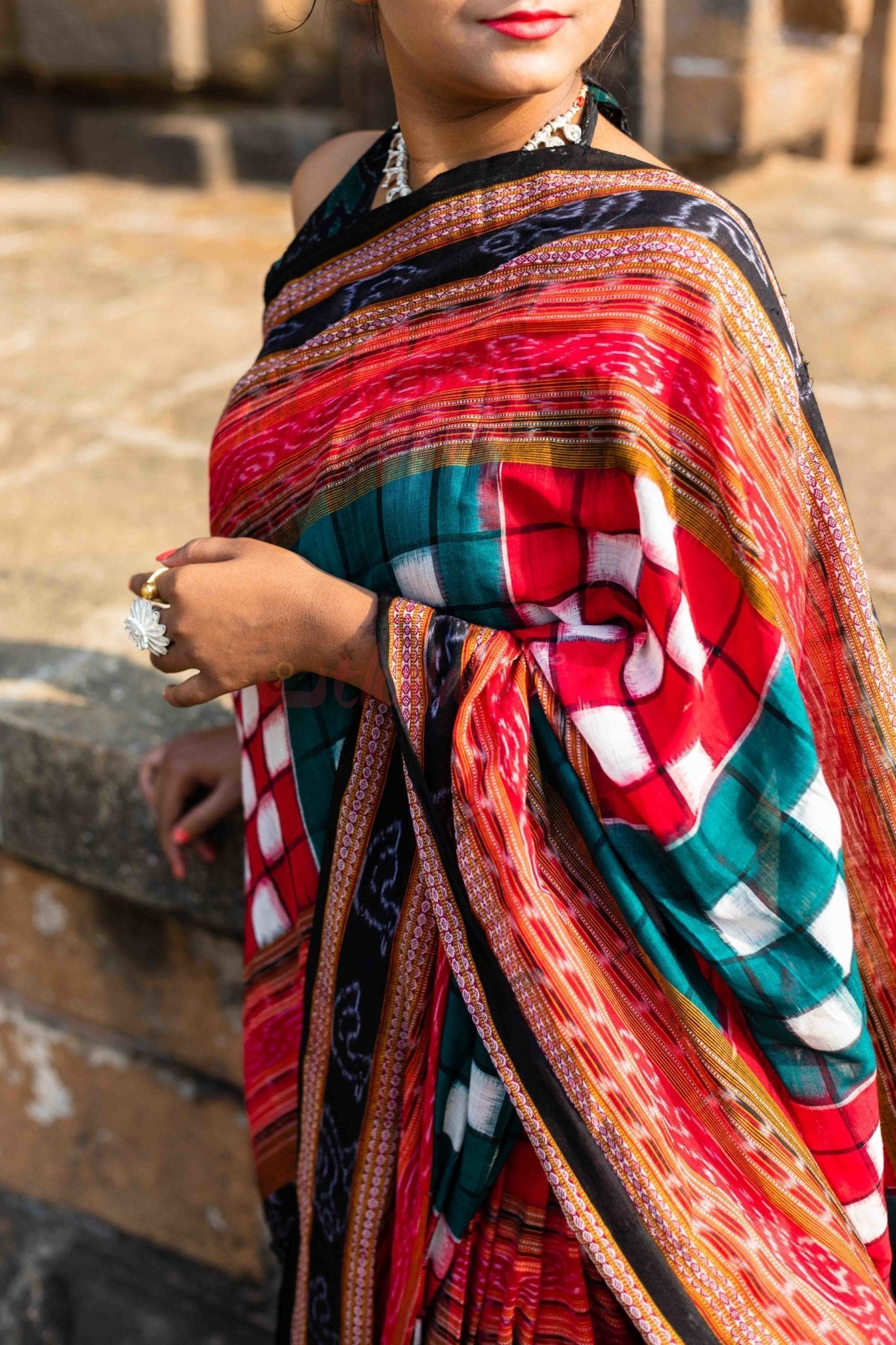 Bichitrapuri Green Sambalpuri Pasapali Saree