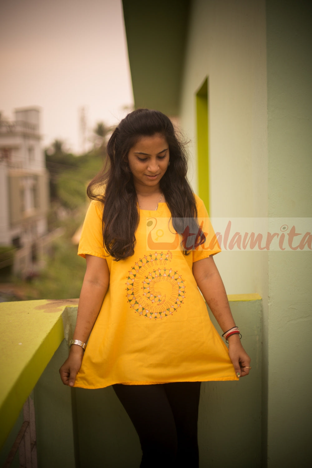 Yellow Pattachitra Kurti