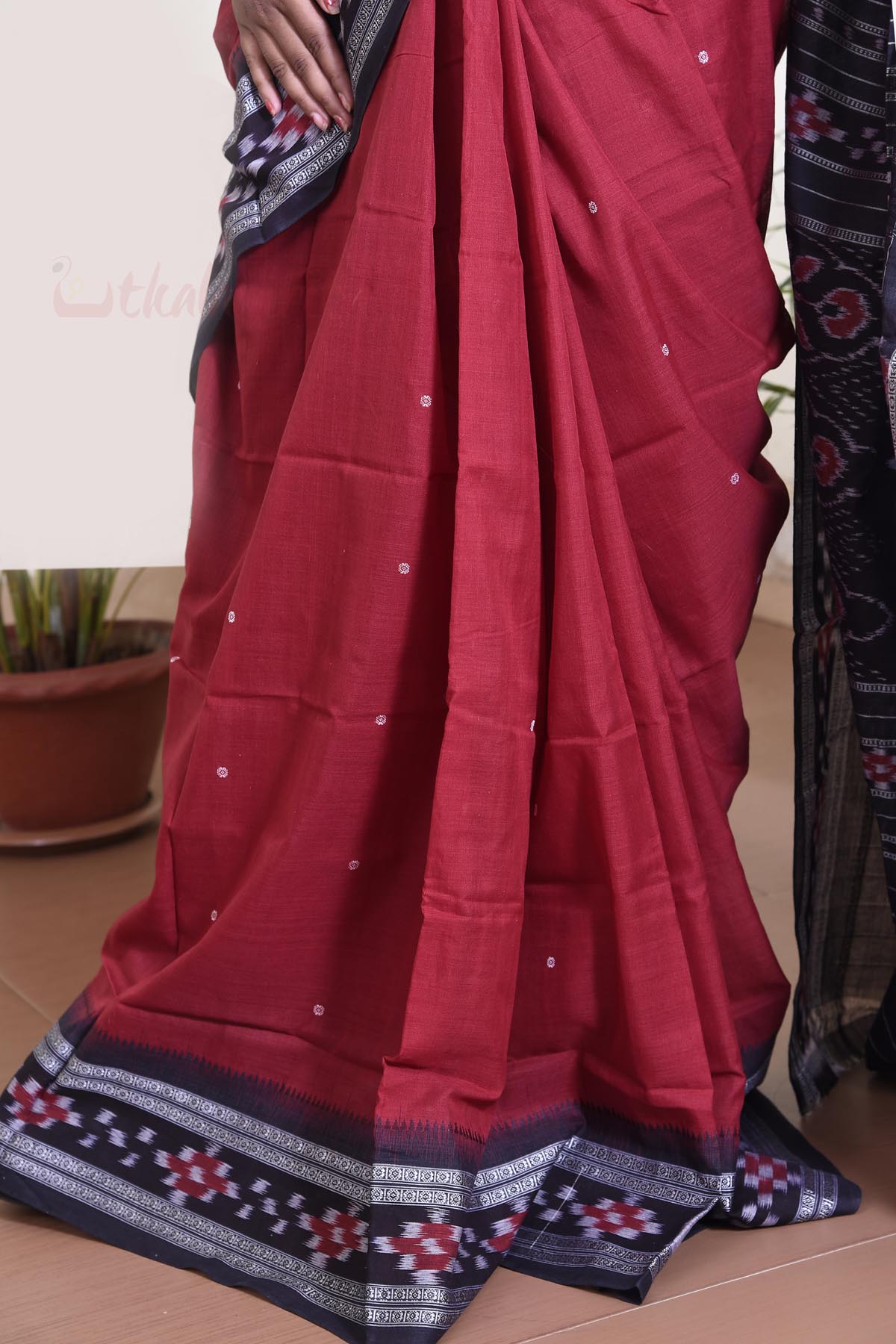 Red Pasapali Border Khandua Cotton Saree