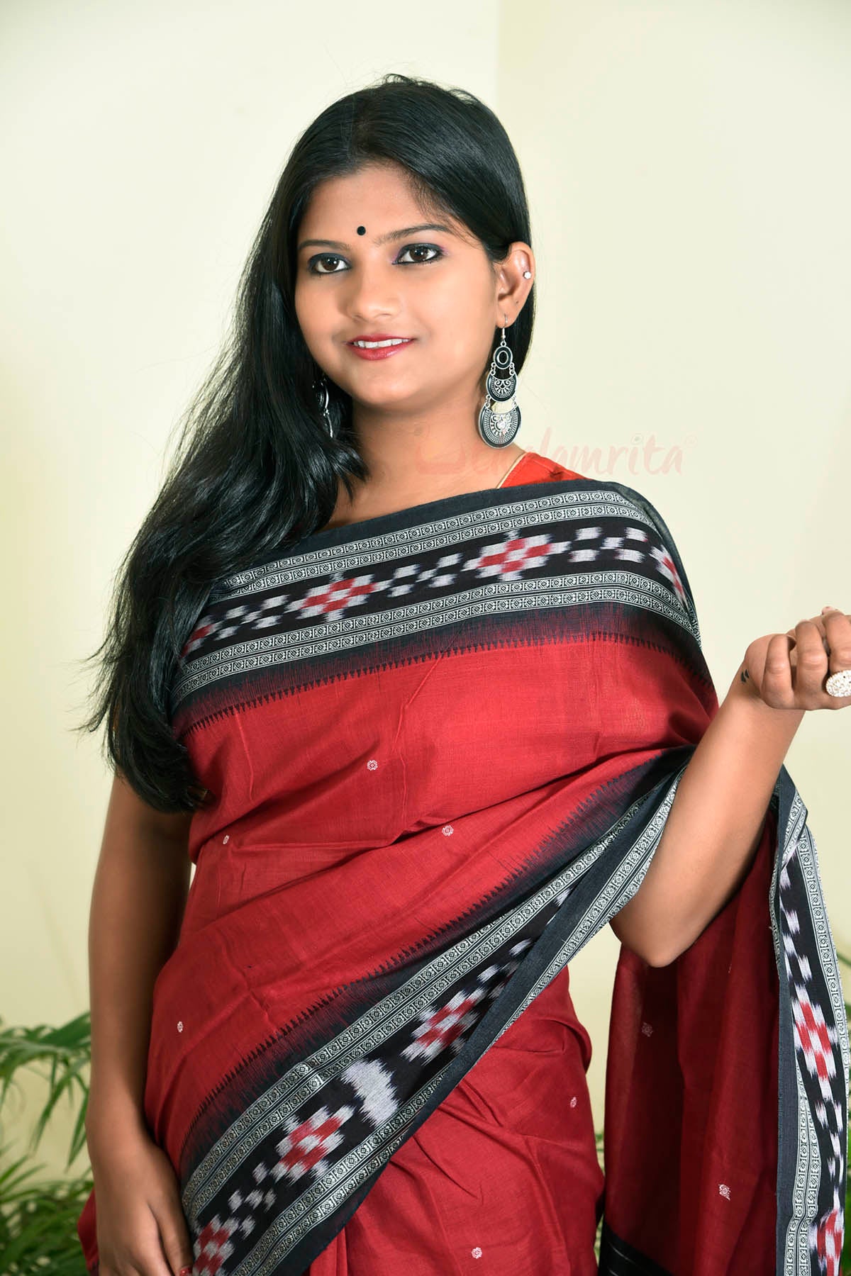 Red Pasapali Border Khandua Cotton Saree