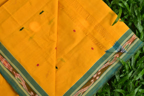 Soft Yellow Green Pittala Single Cotton Saree