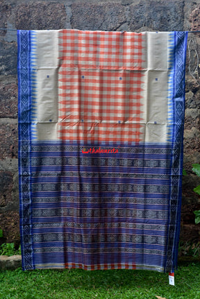 Middle Checks Orange Gopalpur Tussar