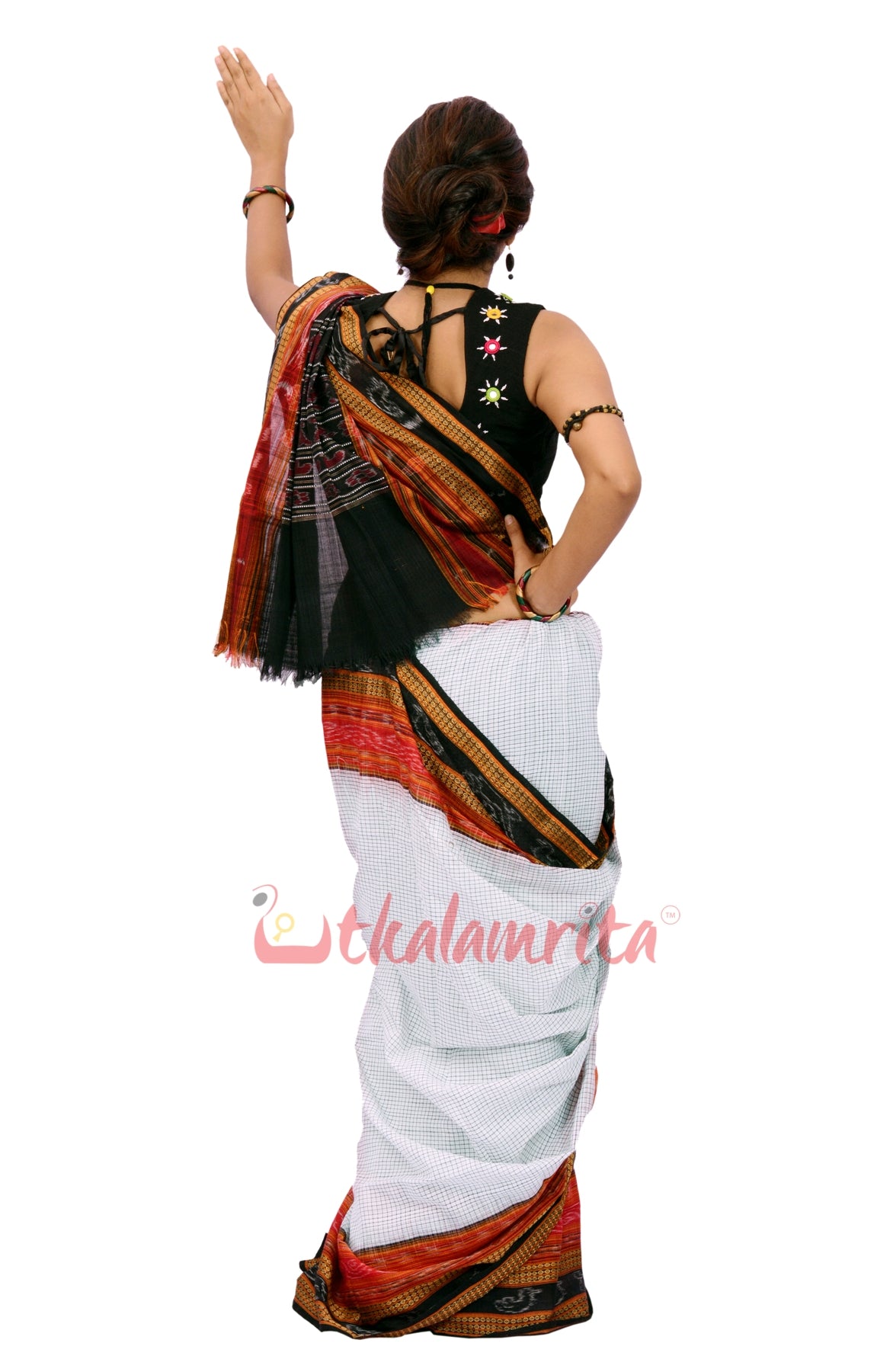 Sachipar White Sambalpuri Cotton Saree