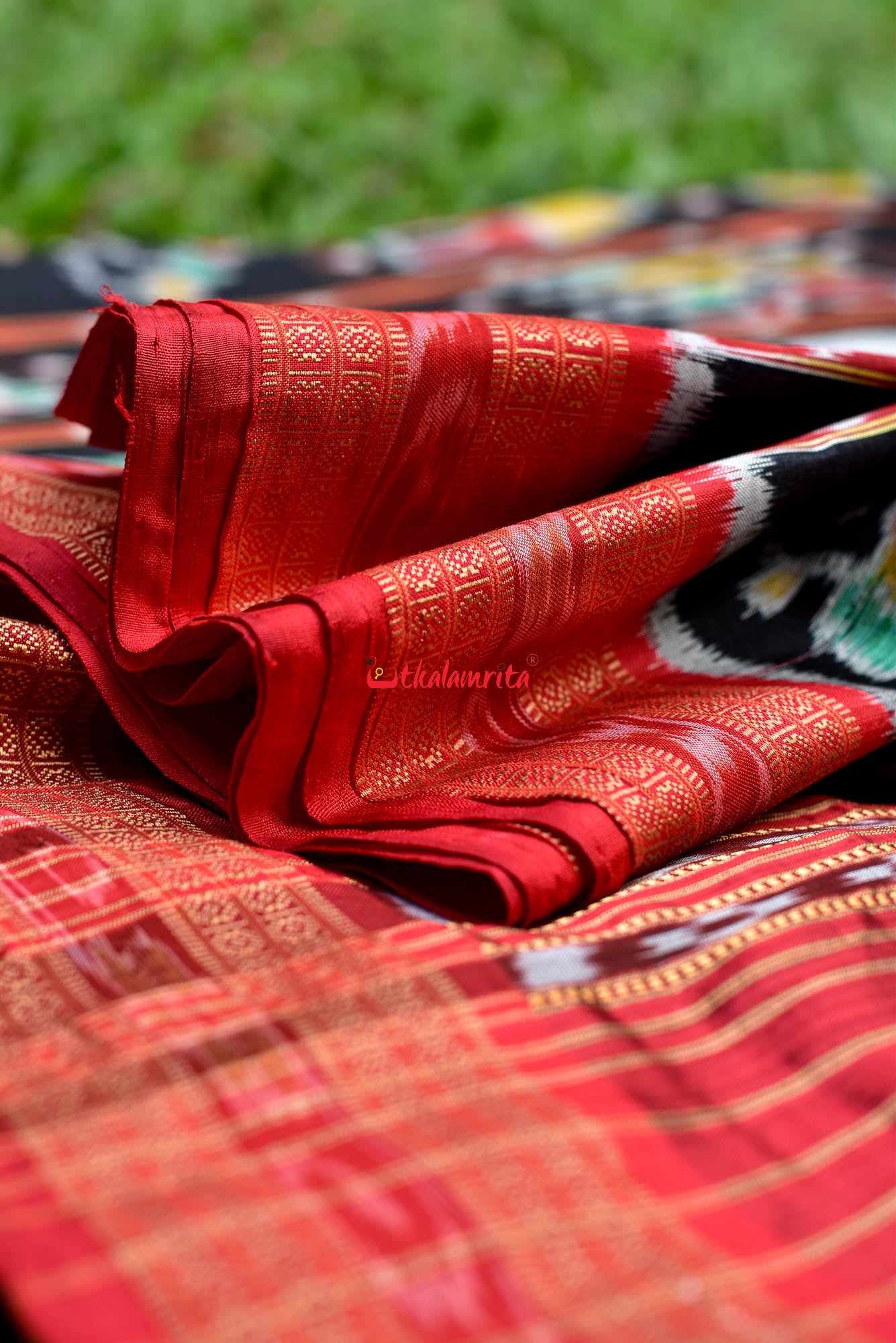 Black Nabakothi Dotted Silk Saree